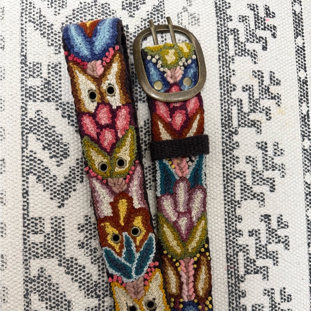 Embroidered Multicolor Floral Women's Belt by Pistil Designs